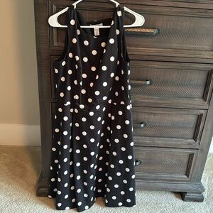 White House Black Market black with white dots size 14